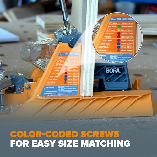 BORA Automatic Pocket Hole Jig Kit with 800 pc Screws - size: Auto Jig w/ 800pc Fine Screws