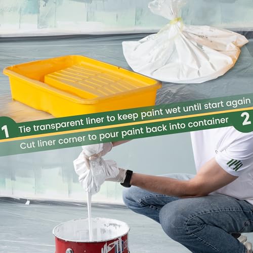 Voomey 18 Inch Paint Tray Liners, Plastic Paint Tray Liner 5 Packs for 18 inch Paint Roller Kit, Disposable for Quick Cleanup - size: 5 Pack 18” Plate Liner Pouch