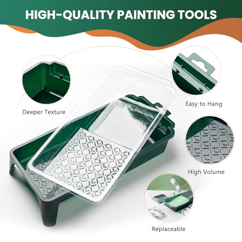 Paint Roller Kit, 15 Pcs 4 Inch Small Roller, Paint Tray, Paint Tray Liners and Paint Roller Frame, Home Improvement Paint Supplies, Mini Paint Rollers for Painting Walls