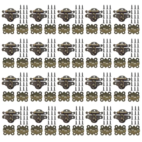 LEFTSTARER 40Pcs 1.2In Antique Cabinet Door Hinges, 20pcs latches with Screws, Bronze Butterfly Style, Small Hinges for Crafts Cabinet Wooden Jewelry Boxes (C.40 Butterfly Hinges + 20 C latches) - color: C.40 Butterfly hinges + 20 C latches