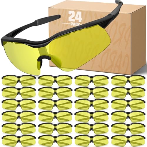 OXG Safety Glasses for Men Women, ANSI Z87 UV Protection Protective Eyewear - color: 24p-yellow
