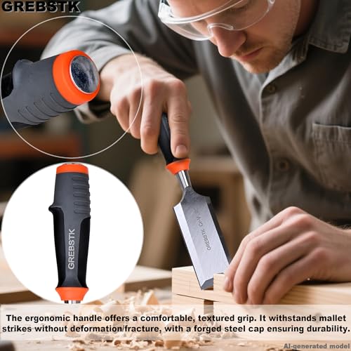 GREBSTK 2 Inch Wood Chisel, CR-V Steel Bevel-Edge Bench Tool
