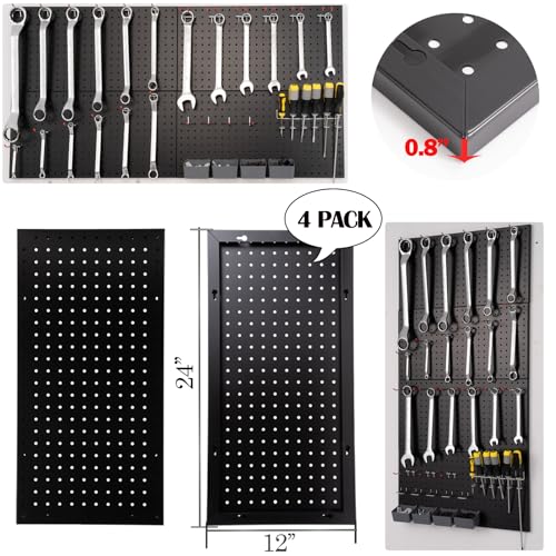 FRAYSCENT Peg Board for Wall 48x24 inch with 63 Pcs Hooks Accessories, Garage Storage Pegboard Wall Organizer, Metal Pegboard Panels with Hooks, Modular Mounted Control Peg Board Tool Organization