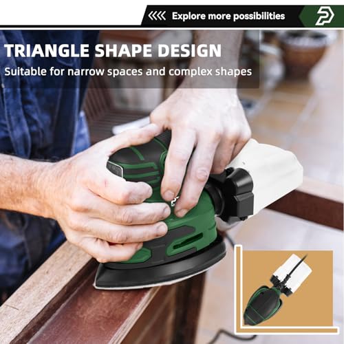 Prostormer Detail Sander, 13000RPM Mouse Sander, 1.6A Electric Palm Sanders - color: Green