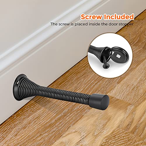 Ravinte Door Stoppers, 12 Pack Black Spring Door Stops with Rubber Bumper - color: Black