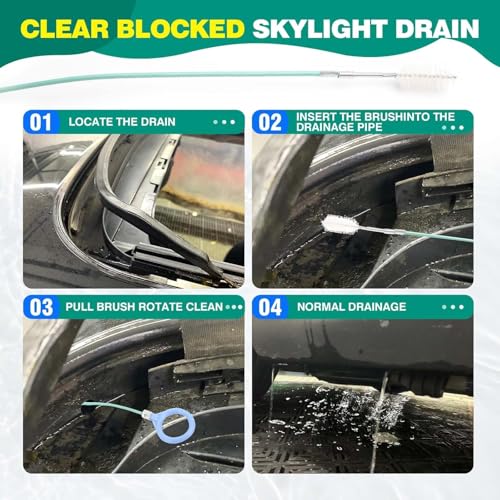 Car Sunroof Drain Cleaning Tool,78 Inch Extra Long Drain Cleaning Brush Flexible Drain Cleaning Tool for Car,Car Sunroof Drain Hole Cleaner for Drains, Sewers, Windshields