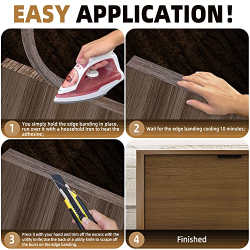 GSCIT Club Walnut Wood Tape Banding, 1/2 inch x 25ft Roll of Pre-glued Flexible Edge Banding for Cabinet Repair & Furniture - color: S-Walnut, size: 1/2"x 25ft