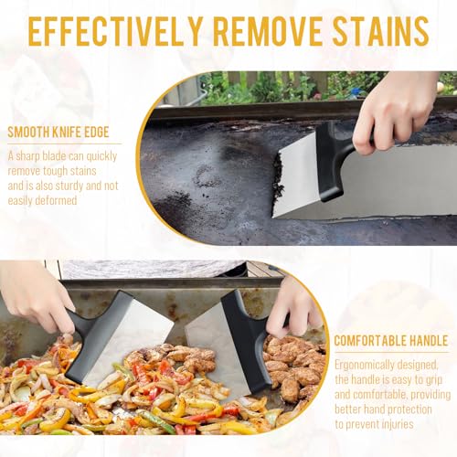 AWEASROY Heavy Duty Griddle Scraper for Blackstone with 5" Handle - color: Deep Black
