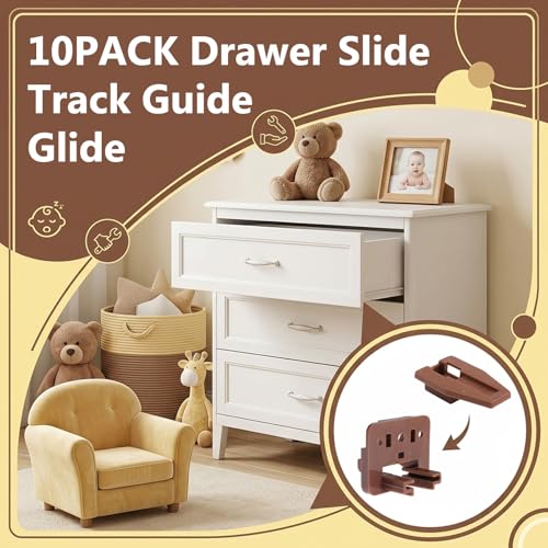 10 Set Drawer Guide Kit Enhanced Commercial Slide Style Drawers for Kenlin Rite-Trak II 168, Vaughan Bassett, Legacy, Replacement Dresser Drawer Slides Repair Kit with Roller - style: 10 Set Drawer Guide Kit