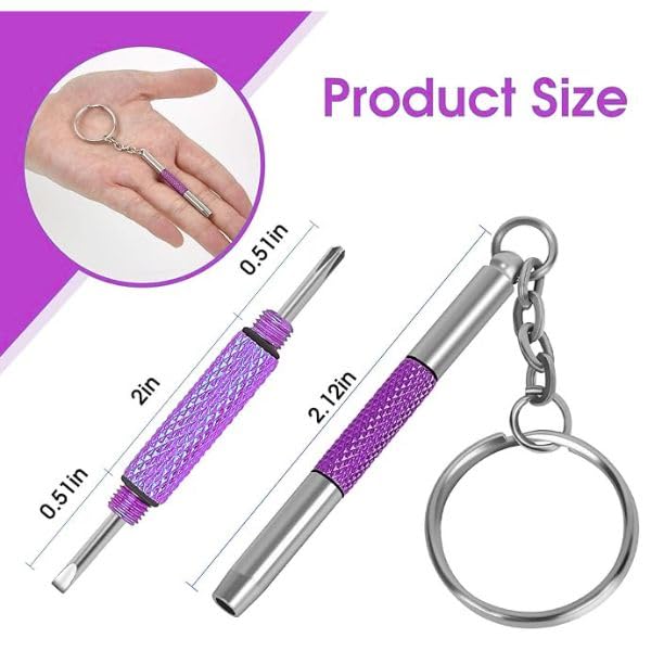 UNEAK - Eyeglass Screwdriver Repair Kit Purple Precision 3 in 1 Mini Screwdrivers Set Keychain Glasses, Sunglasses, Sunglass, Watch, Electronics, Eyeglasses, Flat Head, Phillips, Hex - color: Purple