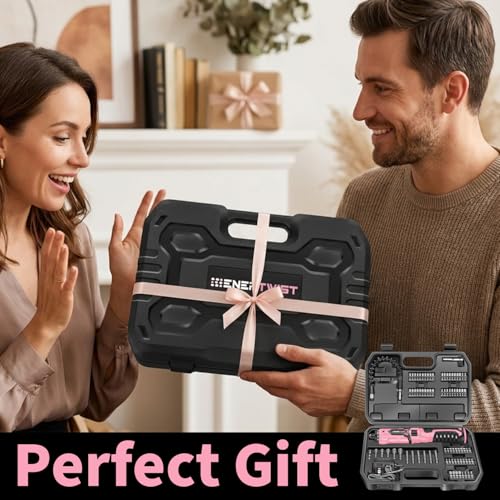 Enertwist Cordless Electric 8V Pink Screwdriver with 82 Accessory Kit - style: 82PCS 8V PINK