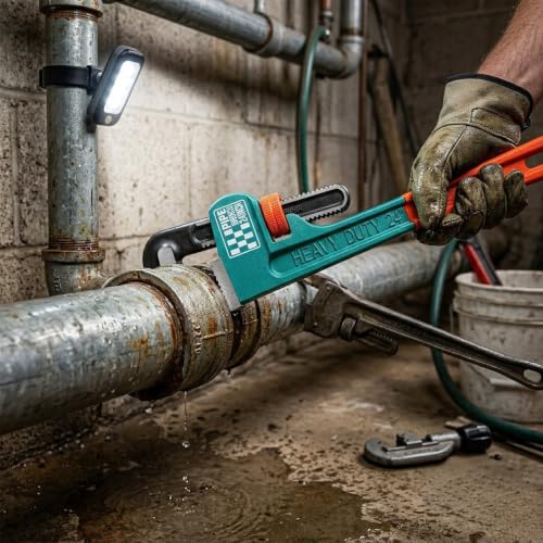 Heavy Duty Pipe Wrench, 24" Adjustable Straight Plumbing Wrench, High Drop-Forged jaws, Professional Pipeline Tool for Water Pipe Fittings, Mechanical assembly, Workshop Operations - size: 24inch