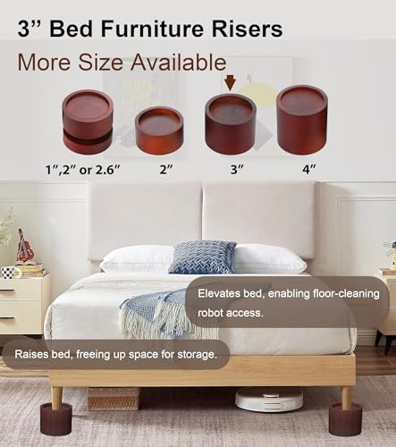 Lufia Solid Pine Wood Bed Risers 3 Inch Lift, Durable Furniture Risers for Beds, Sofas, Desks - Stylish Design, Easy Install, 2,000 Lbs Capacity (3 Inch) - size: 3 Inch