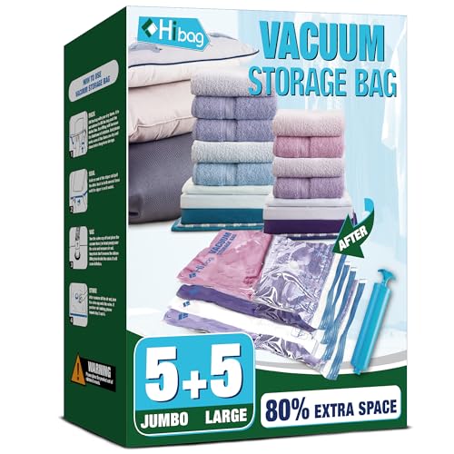 Vacuum Storage Bags, Vacuum Seal Bags for Clothing, 5 Jumbo 5 Large - size: 5 Jumbo 5 Large