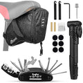 WOTOW Bike Tyre Repair Kits, Waterproof Bicycle Saddle Bag & 120 Psi Mini Pump & Multifunctional Bike Tyre Lever & Self Adhesive Patch Portable Repair Cycling Tool Set for Riding Mountain BMX