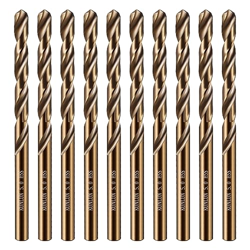 Wensilon 1/8" Cobalt Drill Bit(10Pcs), M35 HSS Metal Drill Bit Set forwood, Hard Metal, Stainless Steel, Cobalt Steel M35 Jobber Length Twist Drill Bits - size: 1/8 in