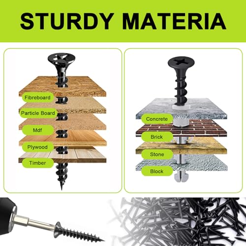 #6 x 2 Black Wood Screws 100pcs Flat Head Phillips Self Tapping Screws - color: Black, size: #6-2" - 100PCS