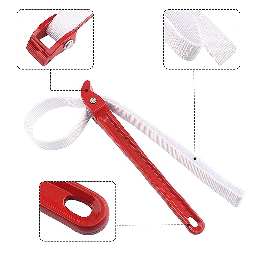 3 PCS 12 Inch Multi-Purpose Strap Wrench, Adjustable Nylon Pipe Opener, Double Layered Thickened Strap for Oil Filter