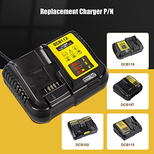 DCB112 20V MAX Battery Charger Replacement for Dewalt Battery Charger, Compatible with Dewalt 12V-20V Battery(Black) - color: Black