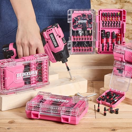 Geinxurn 70Pieces Impact Screwdriver Bits Set, Magnetic S2 Steel 1”/2”3”Phillips/Square/Torx/Slotted/Hex/Pozi Bits Tips and Impact Bit Holder with Red Storage Box Case - style: STKB070