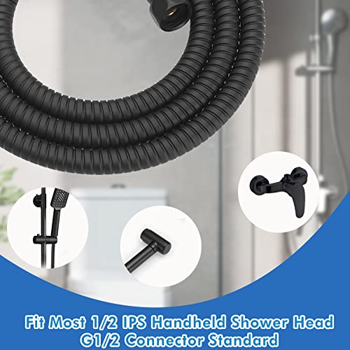 RUMOSE 69 inches Extra Long Shower Hose, Black - color: Black, size: 69"