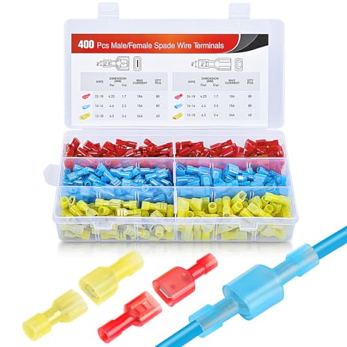 Nilight 400PCS Nylon Quick Disconnect Male and Female Spade Terminals - color: 400PCS Spade Terminal