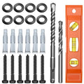 Mywish TV Mount Screws Kit, Lag Bolts for TV Wall Mount with 2X Drill Bits, M8x65 Lag Screws, 10x59 Wall Anchors, Washers, Bubble Level for Wood Stud Brick Concrete Drywall, TV Mounting Hardware Kit