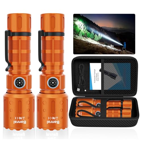 Rechargeable Flashlights High Lumens,Super Bright Small Powerful Flashlight - color: Orange