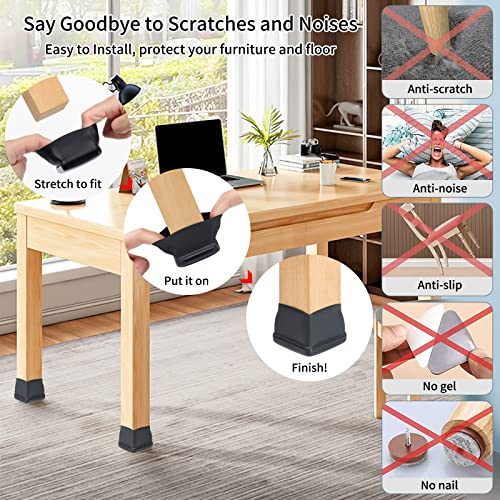 Ezprotekt 8 Pcs Chair Sliders for Carpet, Square Carpet Teflon Furniture Pads, Chair Glides for Carpet, Bar Stool Leg Protectors Caps, Furniture Sliders for Table, Chair, Sofa Legs (XL Fit: 1.5" - 2") - size: Black-XL