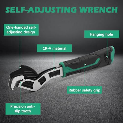 2PC Adjustable Wrench, Multi-function Wrench With Non-Slip Handle Self-Adjusting Spanner Power Grip Pipe Wrenc-h 12mm-20mm Nuts, Pipes for Car, Bicycle & Plumbing Repairs