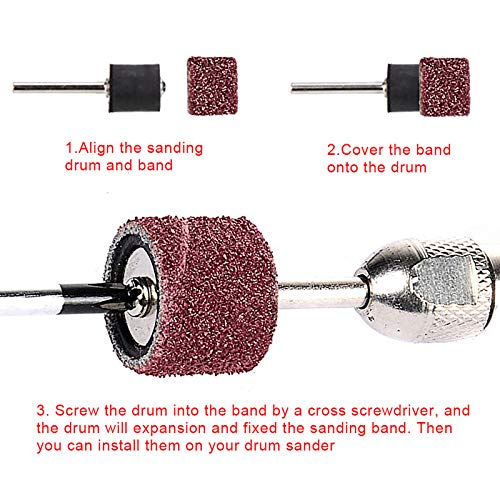 AUSTOR 132 Pieces Aluminum Oxide Sanding Drum Set with Free Box | Including 120 Pieces Drum Sander Sanding Sleeves,12 Pieces Drum Mandrels, for Dremel Rotary Tool
