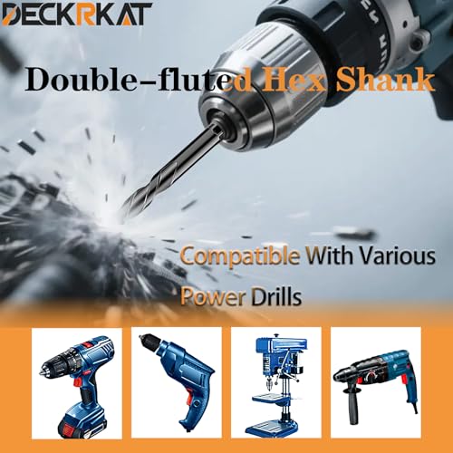 DECKRKAT Upgraded Black 4-Flute Serrated Masonry Drill Bit Set - 5-Piece Set (3/16" to 1/2") for Concrete, Tile, Glass, Brick, Ceramic, Plastic, - size: 5 Piece (3/16"-1/2"), style: 4-Flute Serrated Drill Bit