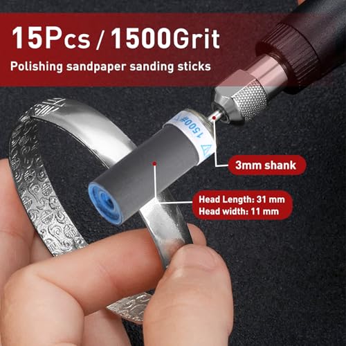 15 Pcs 1500 Grit Sanding Drums for Rotary Dremel Tool - size: 1500 Grit