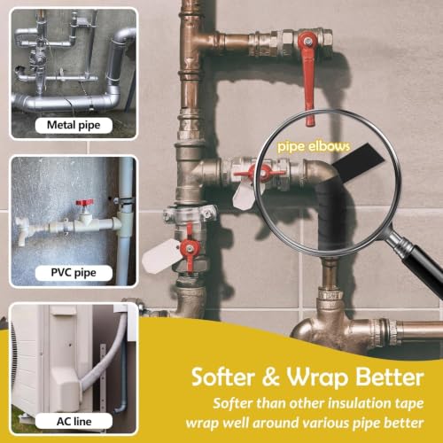 DEMEDO Pipe Insulation Tape, Pipe Wrap Insulation Foam Tape Self Adhesive, Outdoor Water Pipe Insulation Roll for HVAC, AC Line Insulation, 6 inch x 16.5 FT Heat Tape for Water Pipe, Black - style: 6" wide x 1/8" thick x 16.5ft long