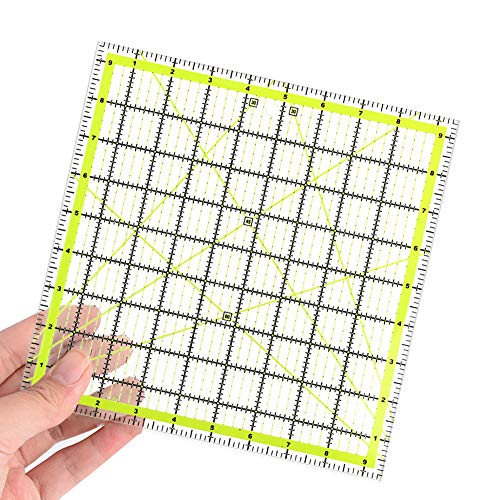 UOOU 9.5 inch Quilting Ruler, Square Quilting Rulers Fabric Cutting Ruler - color: Green-Large