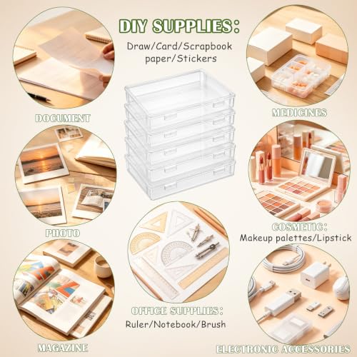 Jetec 6 Pieces Small Clear Plastic Storage Box,13.3 X 9.3 X 2 Inch - size: 13.3 x 9.3 x 2 Inch