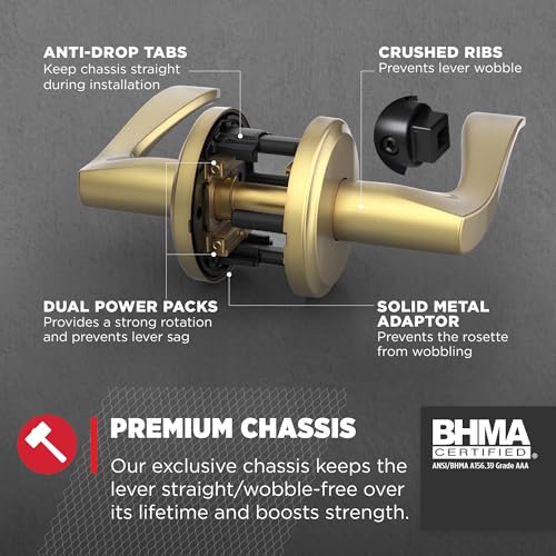 Kwikset 720SEL-4 Sedona Lever Passage Door Lock with 6AL Latch and RCS Strike Satin Brass Finish - color: Satin Brass, size: Passage