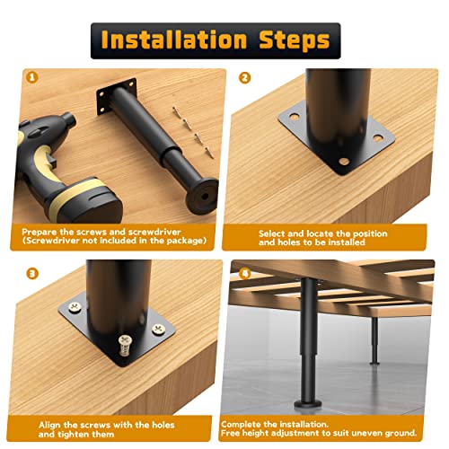 Wlrrcwdttc 4 Pcs Metal Adjustable Furniture Legs 4.72-7.08 inch, Adjustable Cabinet Legs for Sofa/Bed/Chair/Couch/Dresser/Table,Heavy Duty Bed Replacement Support Legs for Bed Frame/Bed Center Slat - size: 4.72-7.08 inch (4pcs)