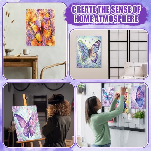 Sherr 140 Pcs 20 Set Pre Drawn Canvas Painting Kit, Butterflies and Flowers - style: Butterflies and Flowers