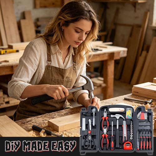 CARTMAN 140-Piece Household Tool Kit, Hand Tools Set with Organized Storage Case for Home DIY Repairs - style: 140 PC