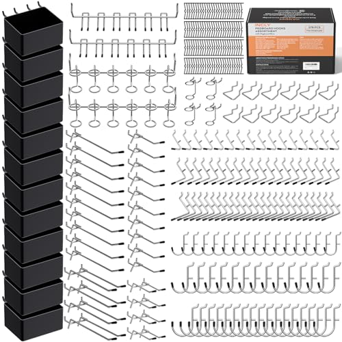 INCLY 278PCS Pegboard Accessories Organizer Kit with Peg Borad Hooks & Bins - size: 278 PCS