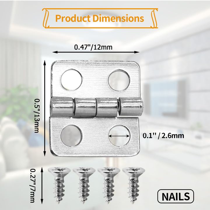 Mini Hinges, 13 x 12 mm, Silvery White, 30 Pcs - color: Silver(30pcs), size: 13 x 12mm