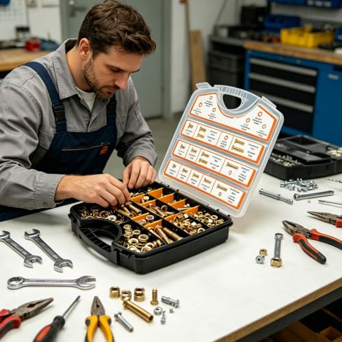 535PCS Grade 8 SAE Bolts and Nuts Kit - Heavy-Duty Alloy Steel Hex Bolt Set with Flat & Lock Washers, Yellow Zinc Plated (1/4-20, 5/16-18, 3/8-16) for DIY, Automotive & Industrial Use - size: 535PCS 1/4-20,5/16-18,3/8-16