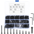 Metric Hex Socket Cap Head Self Tapping Screws, 480pcs M3 Stainless Steel Socket Head Cap Wood Screws Assortment Kit, Hex Drive Head Cap Self Drilling Screws(480 Black) - color: 480 Black