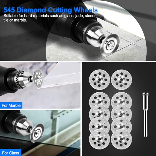 44 PCS Cutting Wheel Set for Dremel Rotary Tool: 20 Resin Cutting Discs, 6 Mini HSS Saw Blades, 10 Diamond Cut Off Wheels & 2 Screwdrivers Can Cutting Wood, Metal, Plastic, Glass, Tile, Stone (Black) - color: Black