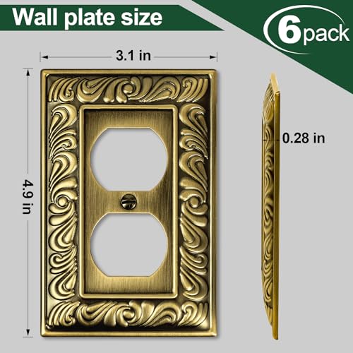 Antique Brass Decorative Duplex Outlet Cover, Decorative Switch Plate Cover - size: 1 Gang Duplex Outlet
