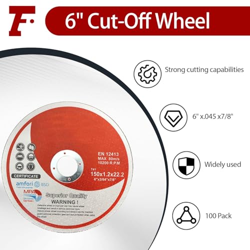 findmall 100 Pack 6" x.045 x7/8" Cut-Off Wheel - Metal and Stainless Steel Cutting Discs, Fir for Cutting Steel, Iron, Plastic, Stainless Steel, Etc - size: 100pcs 6"*0.045"*7/8"