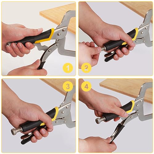 4 Pack 11 Inch C Clamp Locking Pliers,11" Locking C Clamp - color: Yellow Black Handle, size: 11 Inch