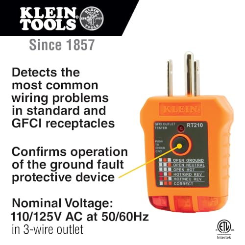 Klein Tools ET40VP Voltage Test Kit, GFCI Receptacle Tester, AC/DC Voltage Tester, Detects Common Electrical Wiring Problems - size: 2-Piece Tester Kit