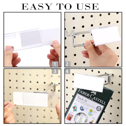 Thyle 50 Pcs Metal Scan Hook with Label Holder for 1/8" to 1/4" Pegboard, Peg Board Hooks with Price Tag, Pegboard Wall Accessories, Metal Hooks for Home Garage Retail Display Supplies (4 Inch) - size: 4 Inch